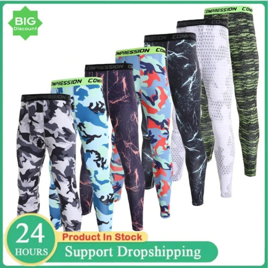 Men Camouflage Running Jogging Tights.
