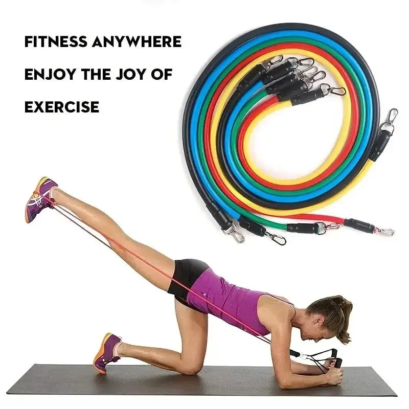 11 Pcs/Set TPE Resistance Band Set.