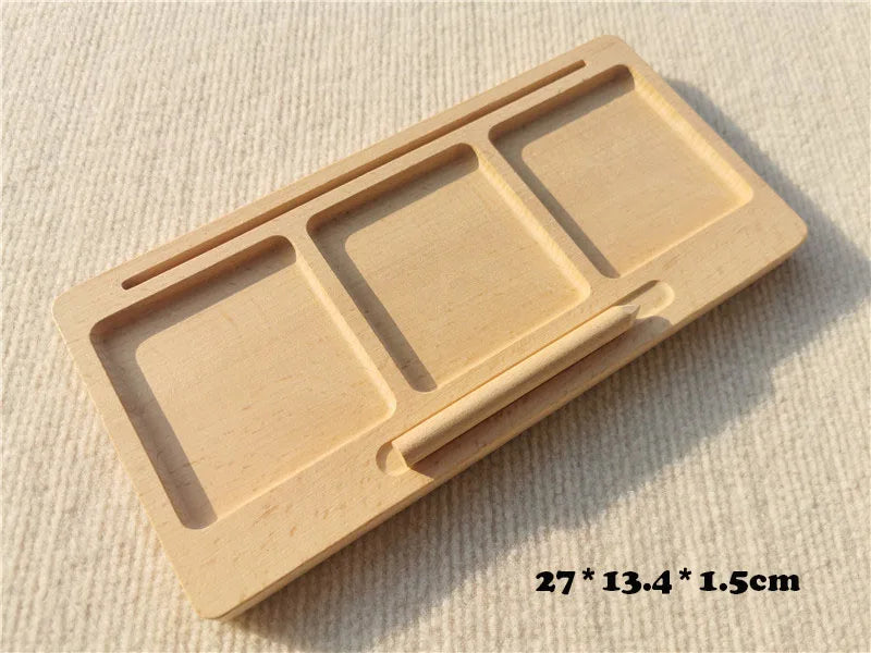 Montessori Toys Wooden Learning Tablet with Chalks Divided Trays.