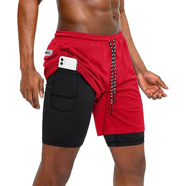 2 In 1 Short Pant Double-deck Training Workout For Men.