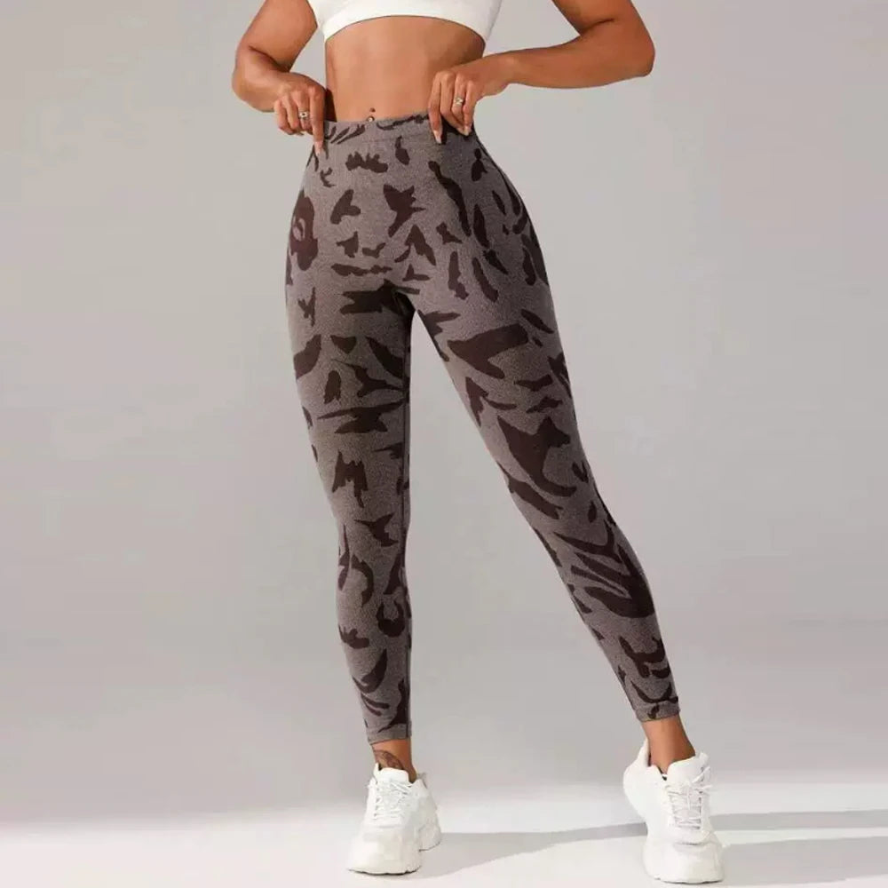 Camouflage V Back Gym Leggings For Women.