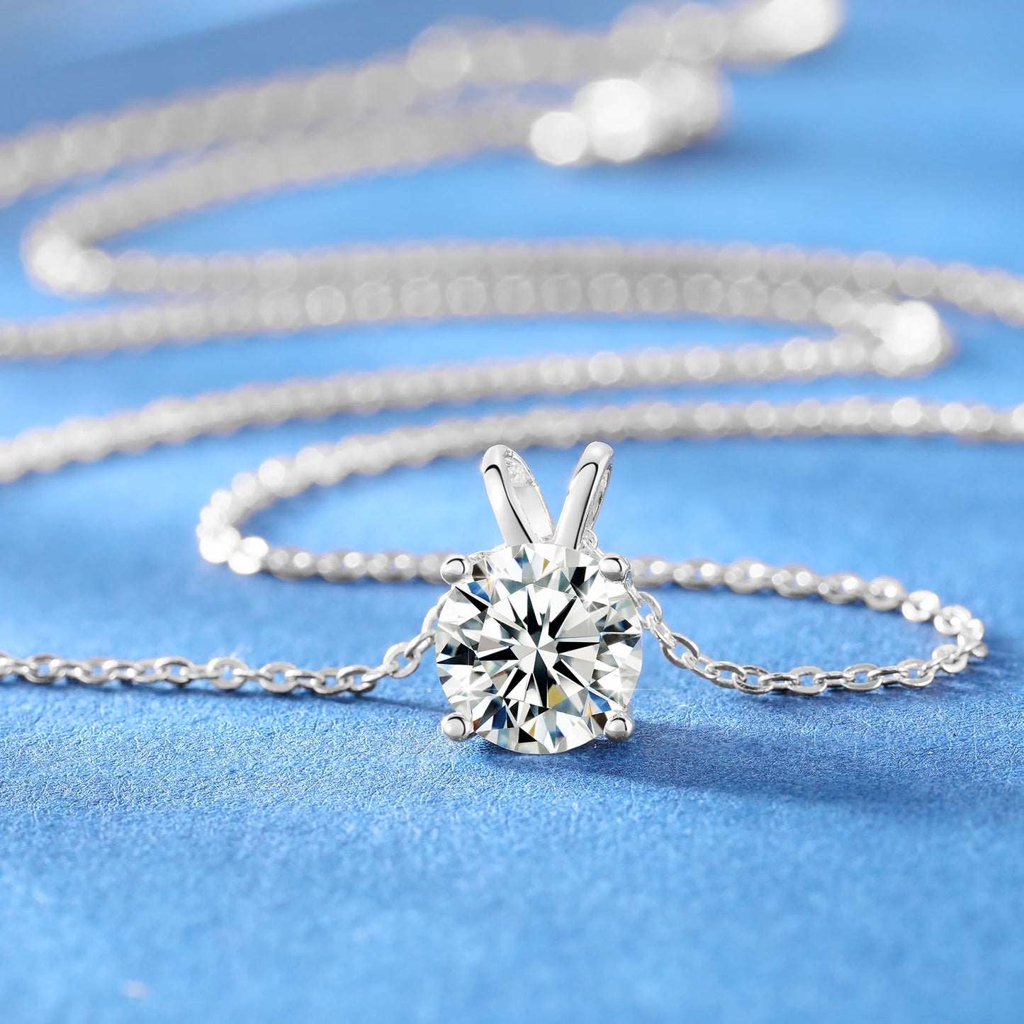 Classic 0.1-4 Carat Real Moissanite Pendant With Necklace.