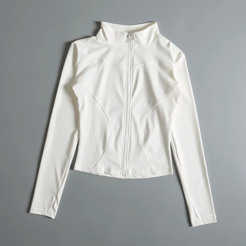 Women Long Sleeve Zip Fitness Yoga Shirt.