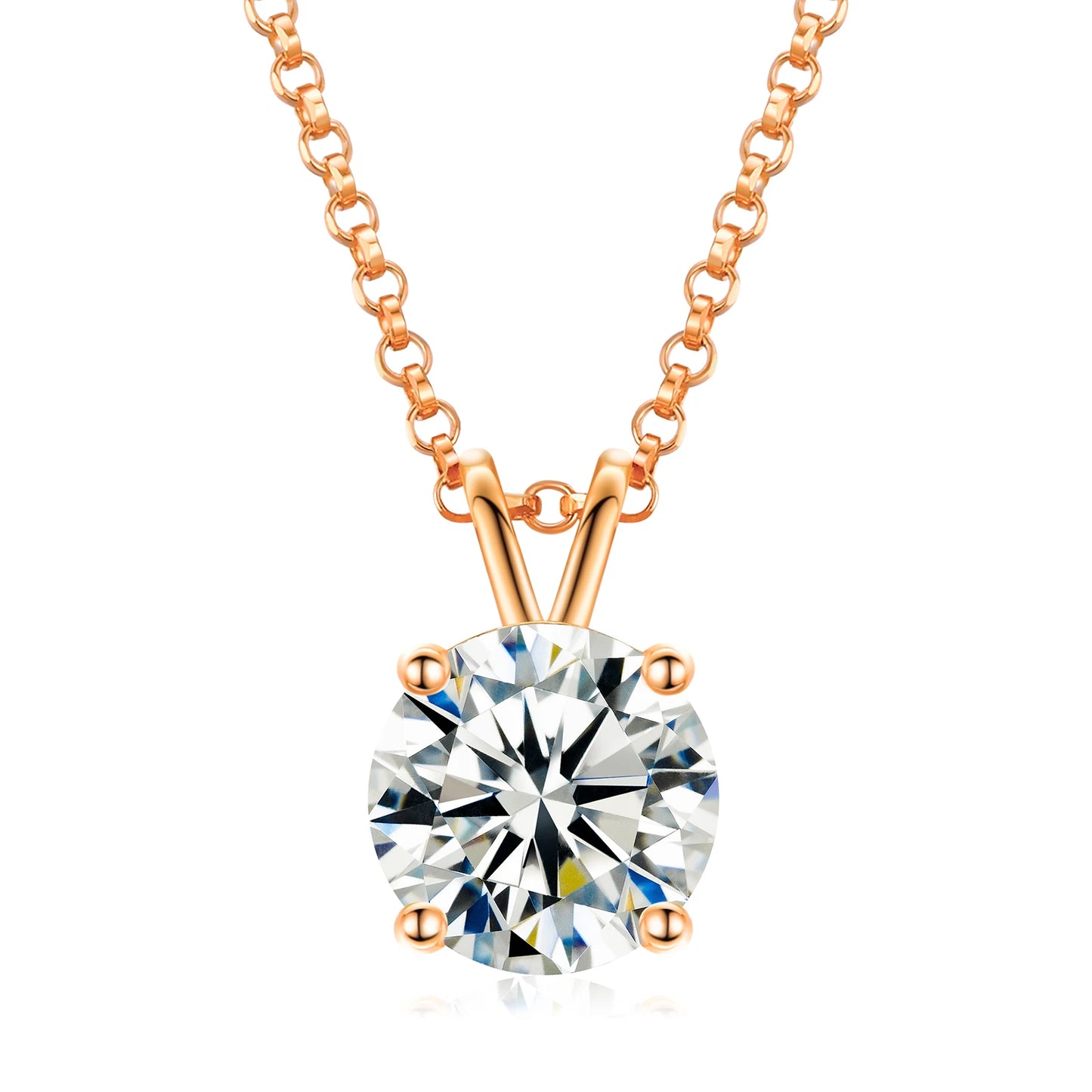 Classic 0.1-4 Carat Real Moissanite Pendant With Necklace.