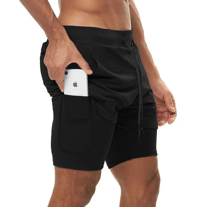 Running   2 in 1 Sports Jogging Fitness Shorts For Men.