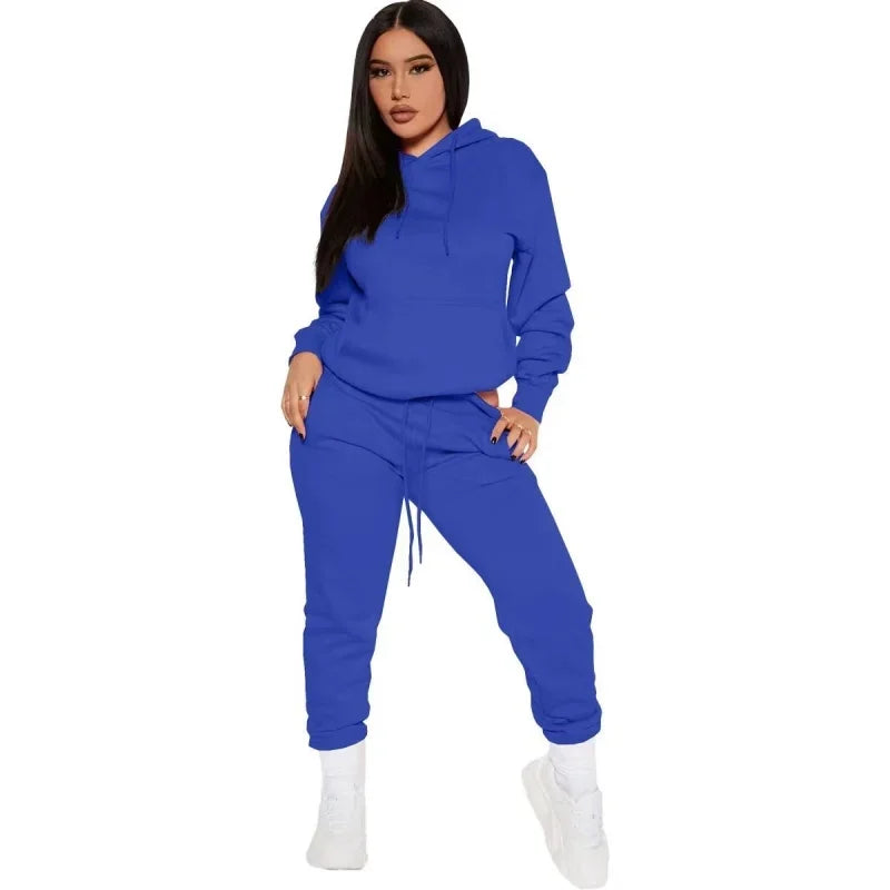 Two Piece Set - Oversized Hoodie Sweatpants & Casual Sweatshirt Trouser.