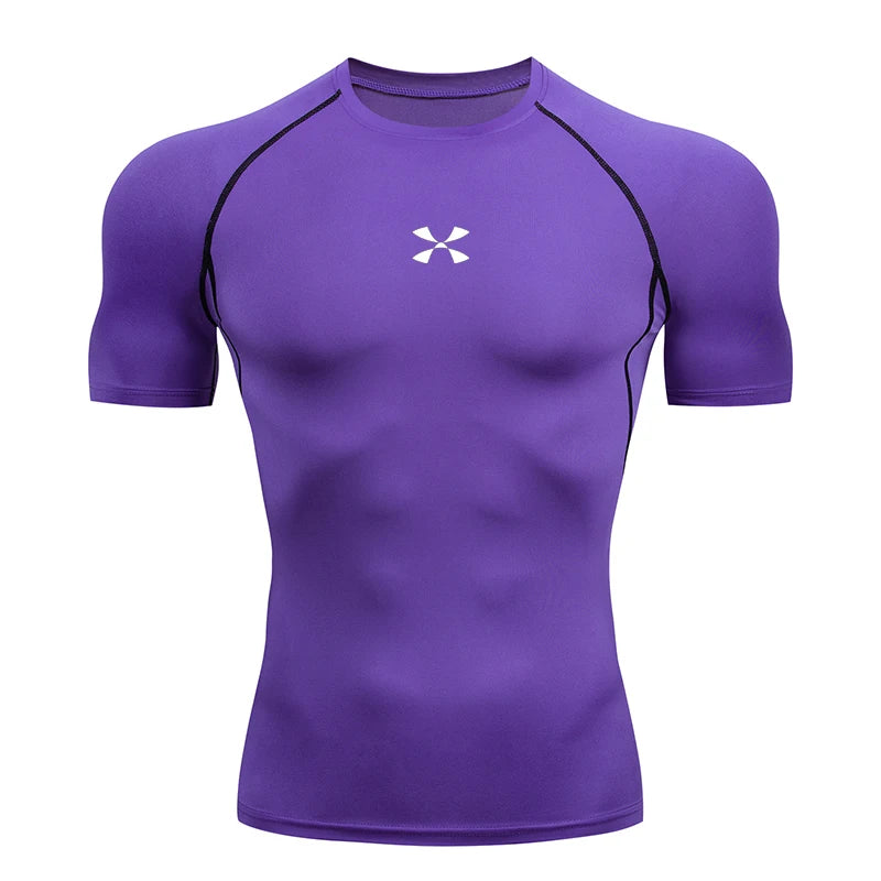 Men Athletic Compression Short Sleeve Running T Shirt.