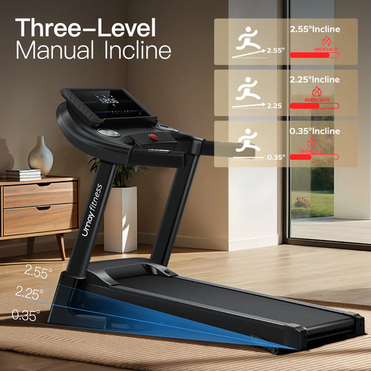 Home Folding Incline Treadmill with Pulse Sensors.