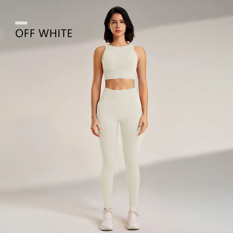 High Waisted Leggings and Top ,Two Piece Seamless Fitness  Clothing.