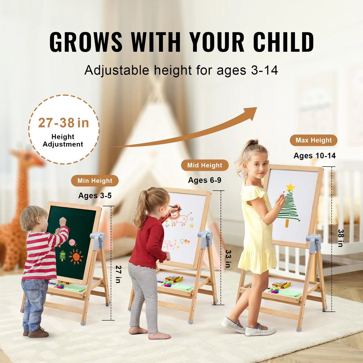 SucceBuy Standing Magnetic Drawing Board with Painting Accessories For  Children .