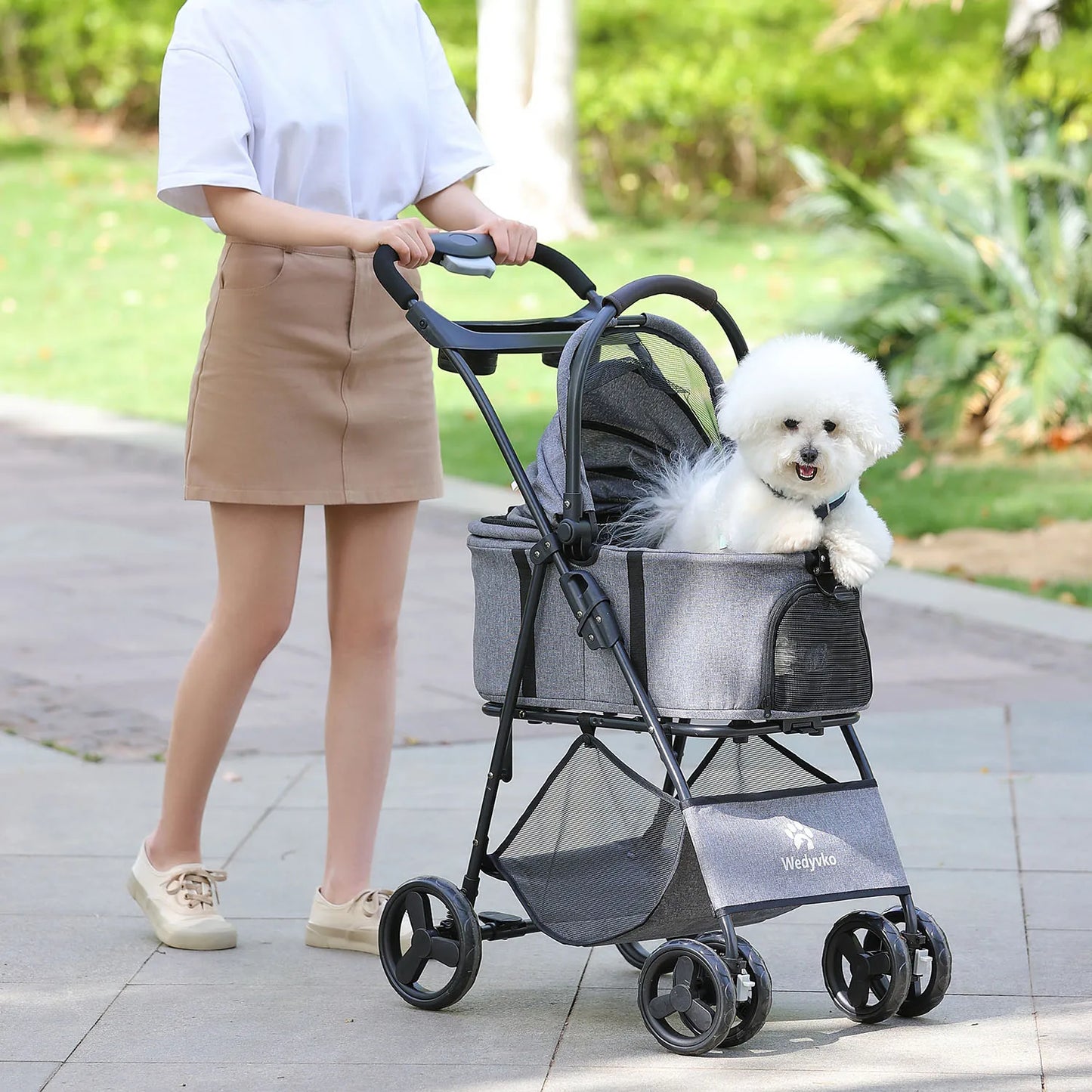 3 in 1 Pet Stroller with Removable Carrier, Folding Stroller for Small/Medium Dogs and Cats,