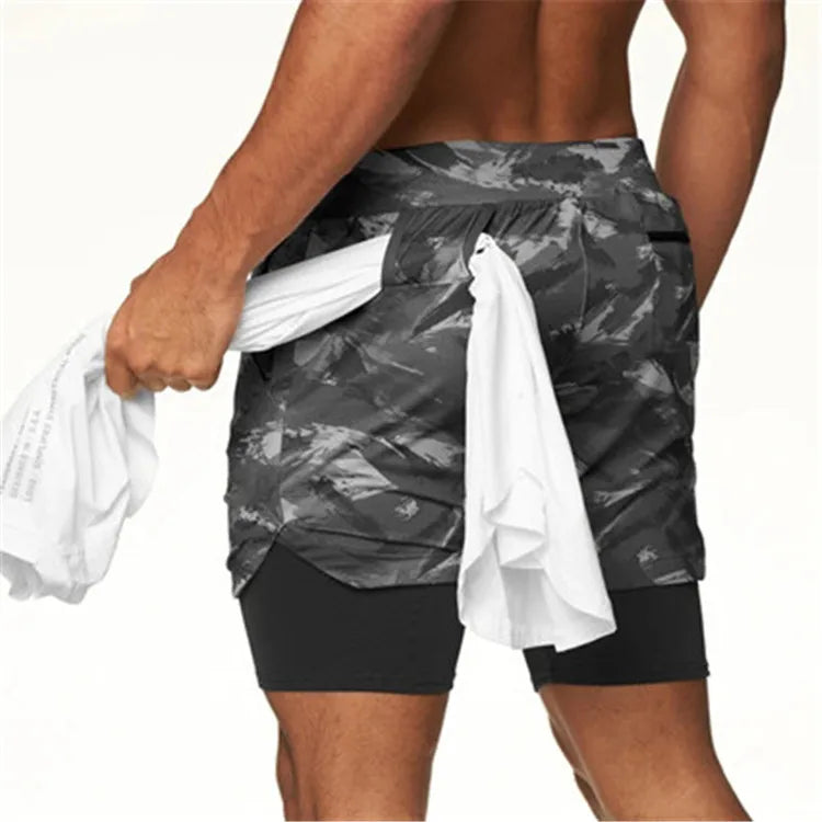 Running   2 in 1 Sports Jogging Fitness Shorts For Men.