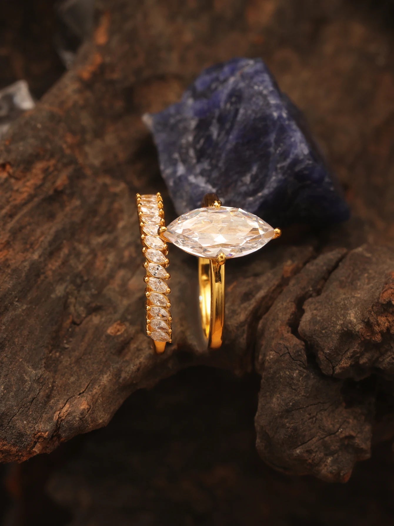 2PC S925 Sterling Silver Marquise 3ct Moissanite Ring.