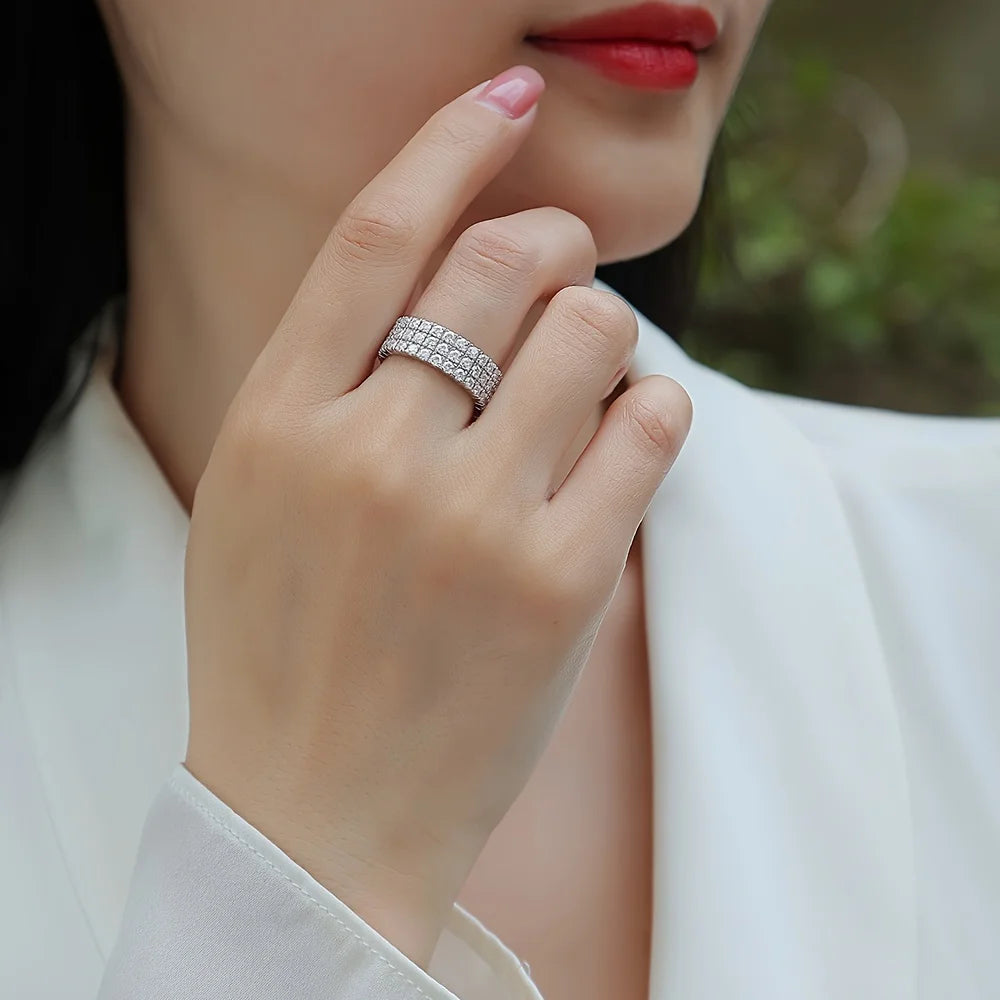 Elegant Moissanite Eternal 925 Sterling Silver Ring .