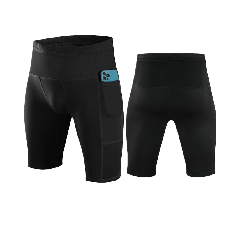 GENDAWAY Men's Compression Marathon Running Shorts with Waist Pack.