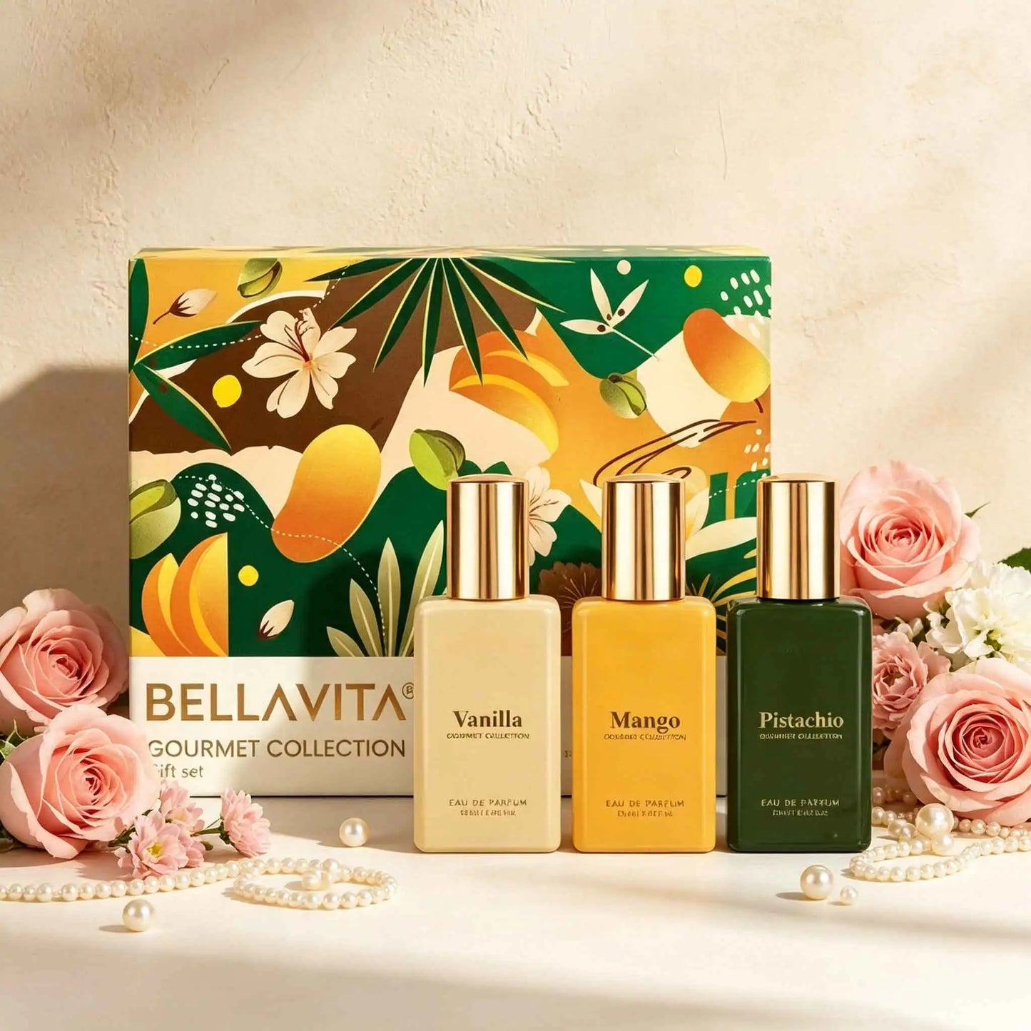 Bellavita  Perfume Gift Set With Vanilla, Mango And Pistachio Scents.
