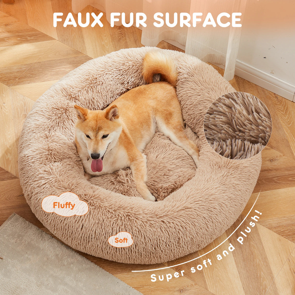 Washable JHK Calming Dog Bed for Medium to Large Dogs.
