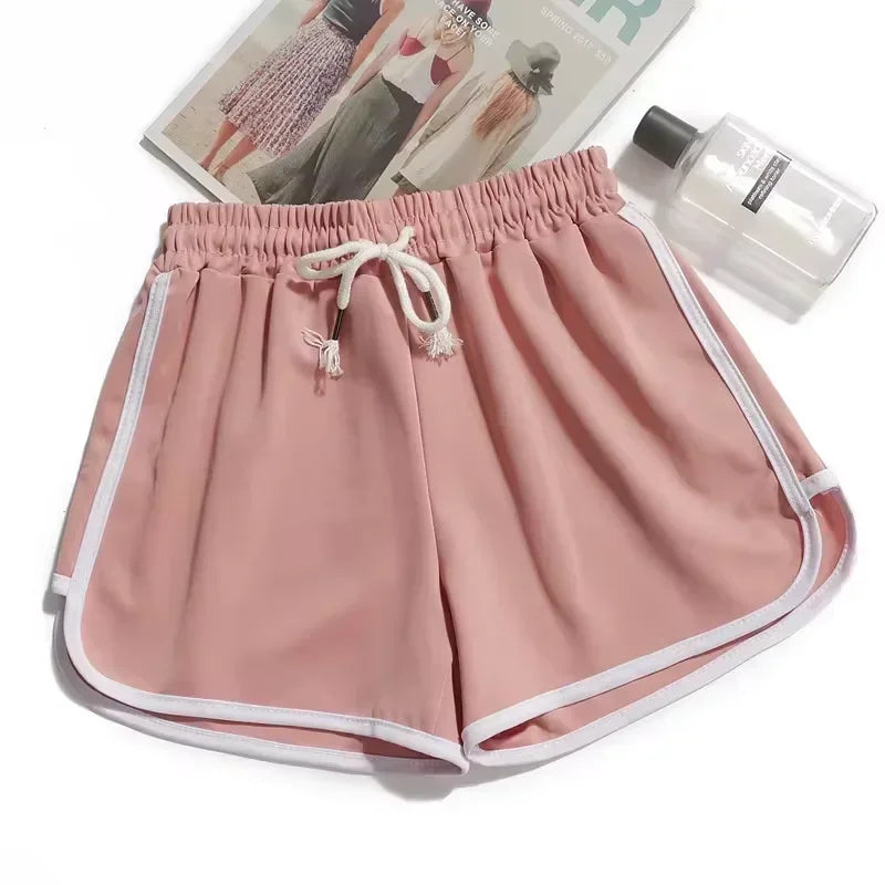 Striped Sports Shorts ,Loose & Wide For Women.