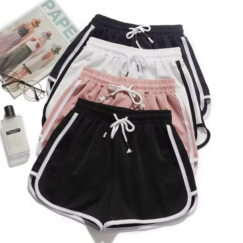 Striped Sports Shorts ,Loose & Wide For Women.
