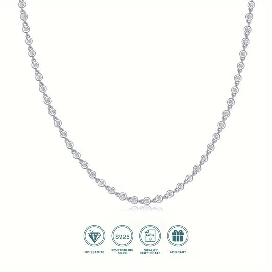 Adjustable JIUZUAN Moissanite Tennis Necklace 925 Sterling Silver
