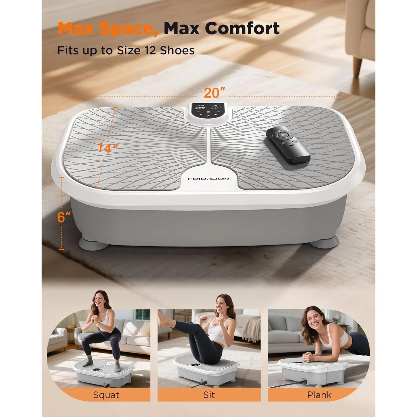 FEIERDUN Vibration Plate Exercise Machine For Lymphatic Drainage & Whole-Body Workout.