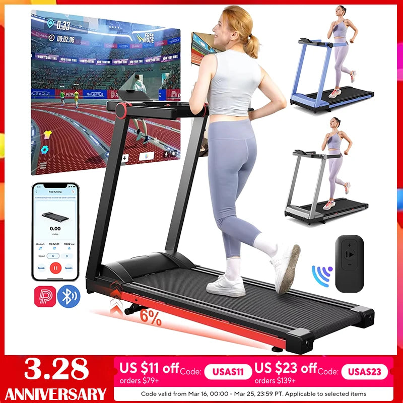 3.5HP Foldable, 350lbs & Adjustable 6% Incline  Treadmill For Home/Office.