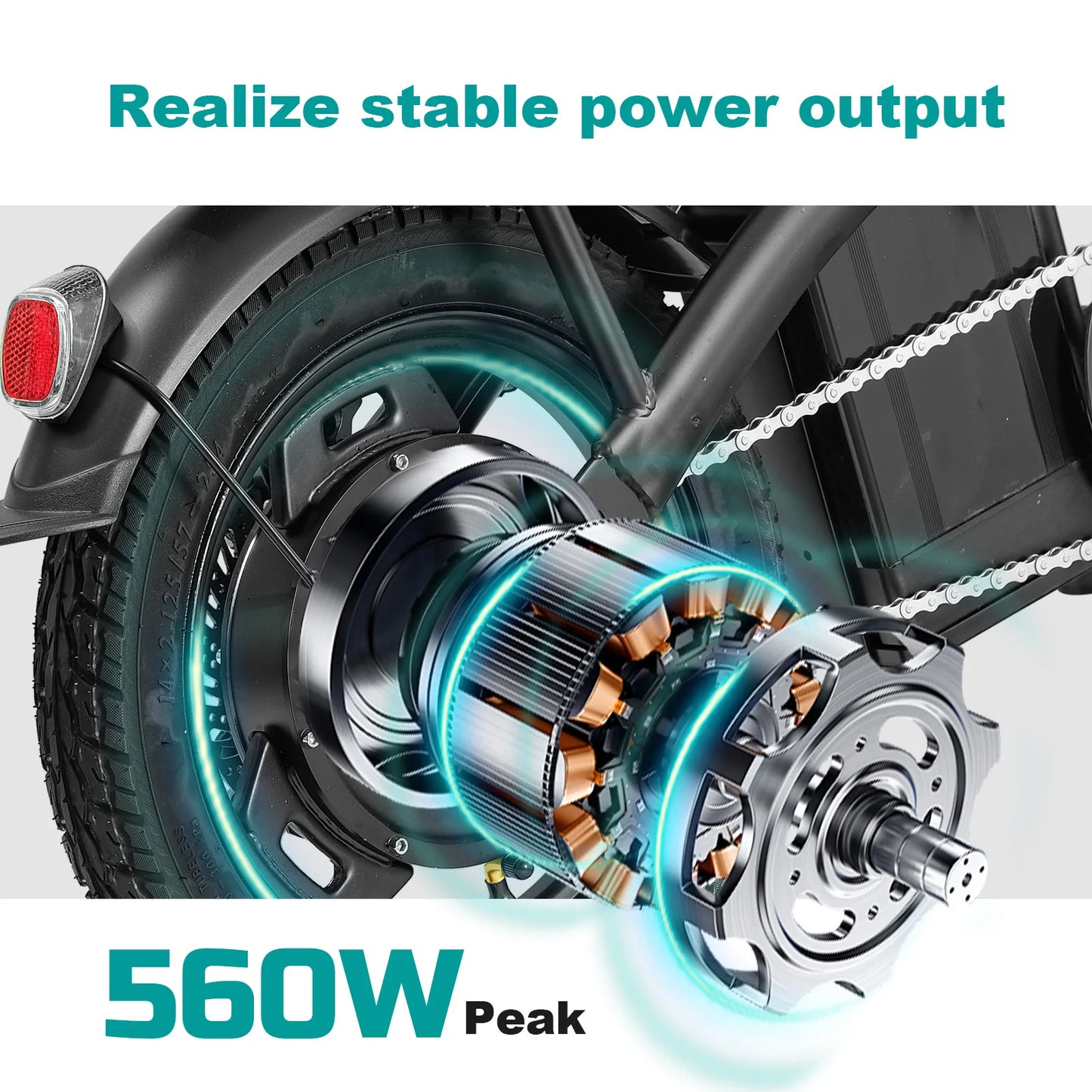 HEZZO Adult Folding Electric Bike, 20 MPH,560W Motor & 48V Removable Battery.