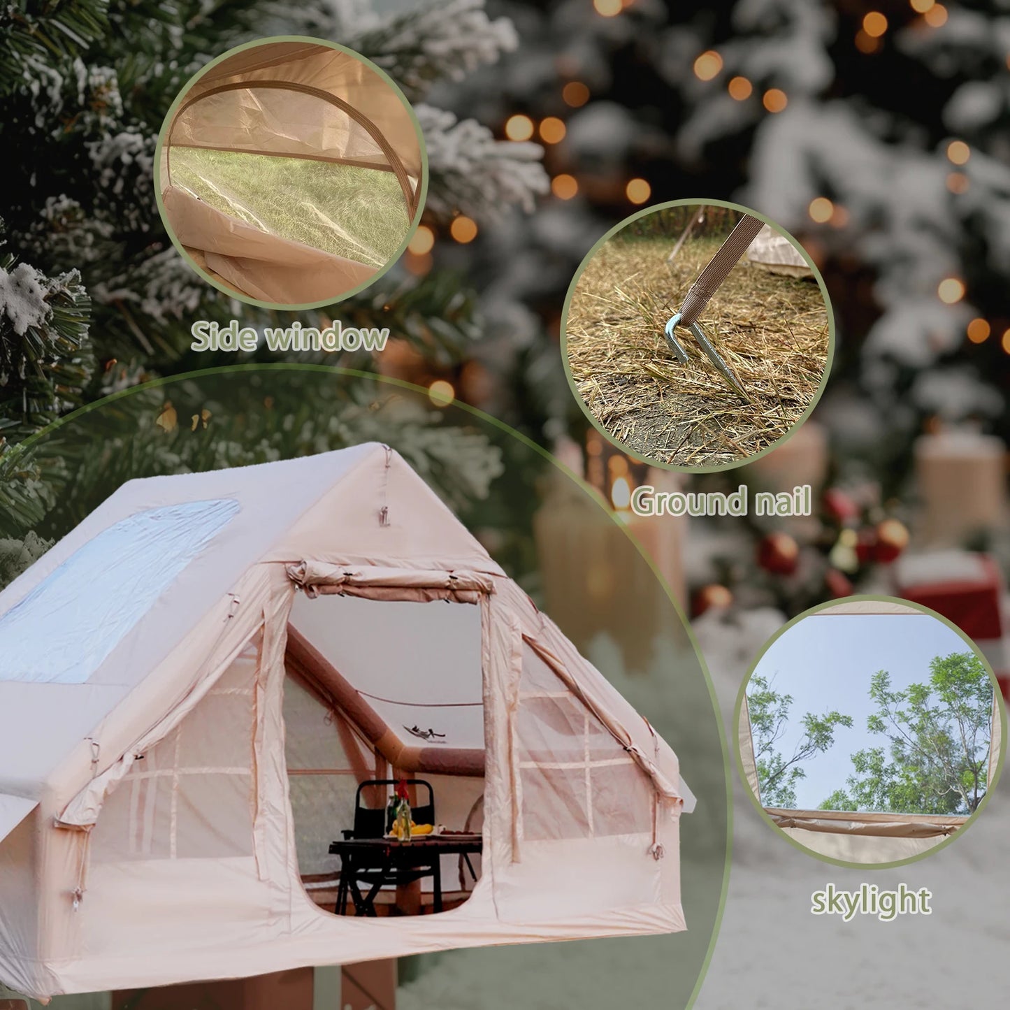 Pakicetus  Waterproof 4-8 Person Inflatable Camping Tent With  Quick-Setup, Air Frame  &  Stove Jack.