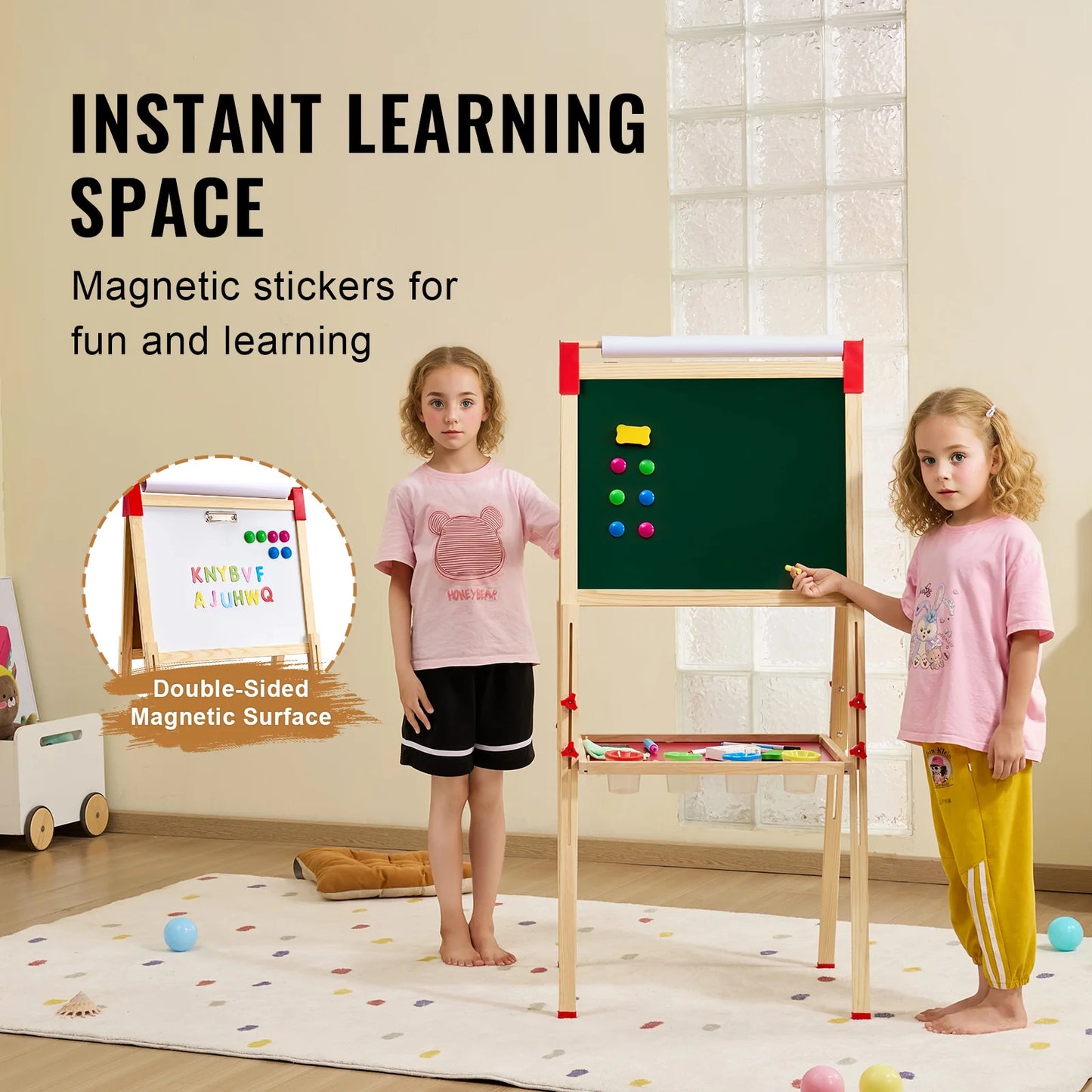 VEVOR  Wooden Double-Sided Kid's Art Easel.