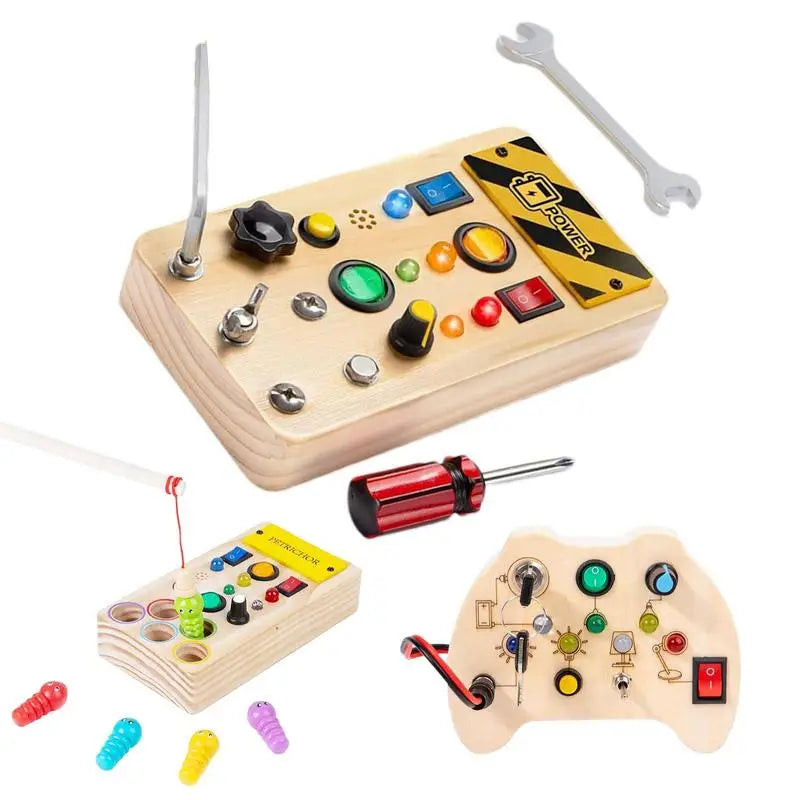 Sensory Boards Light Up Wooden Toys.