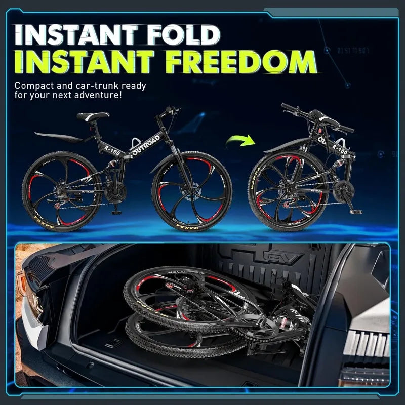 OUTROAD  26 Inch Folding Mountain Bike.