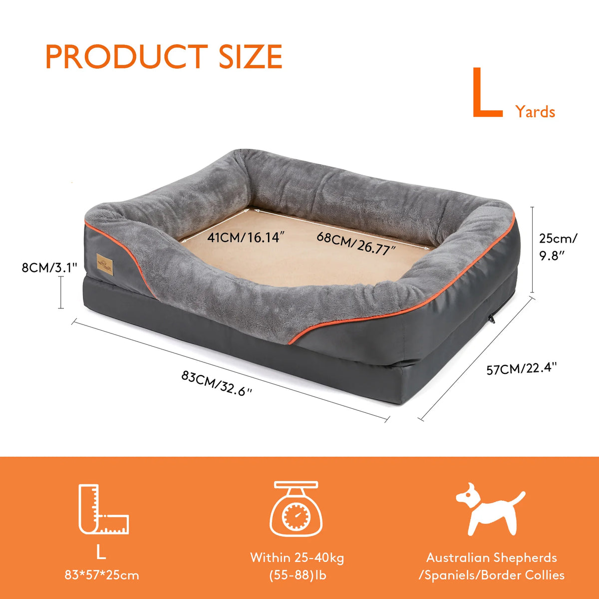 BORWART Jumbo Large Orthopedic Dog Bed With  Memory Foam.