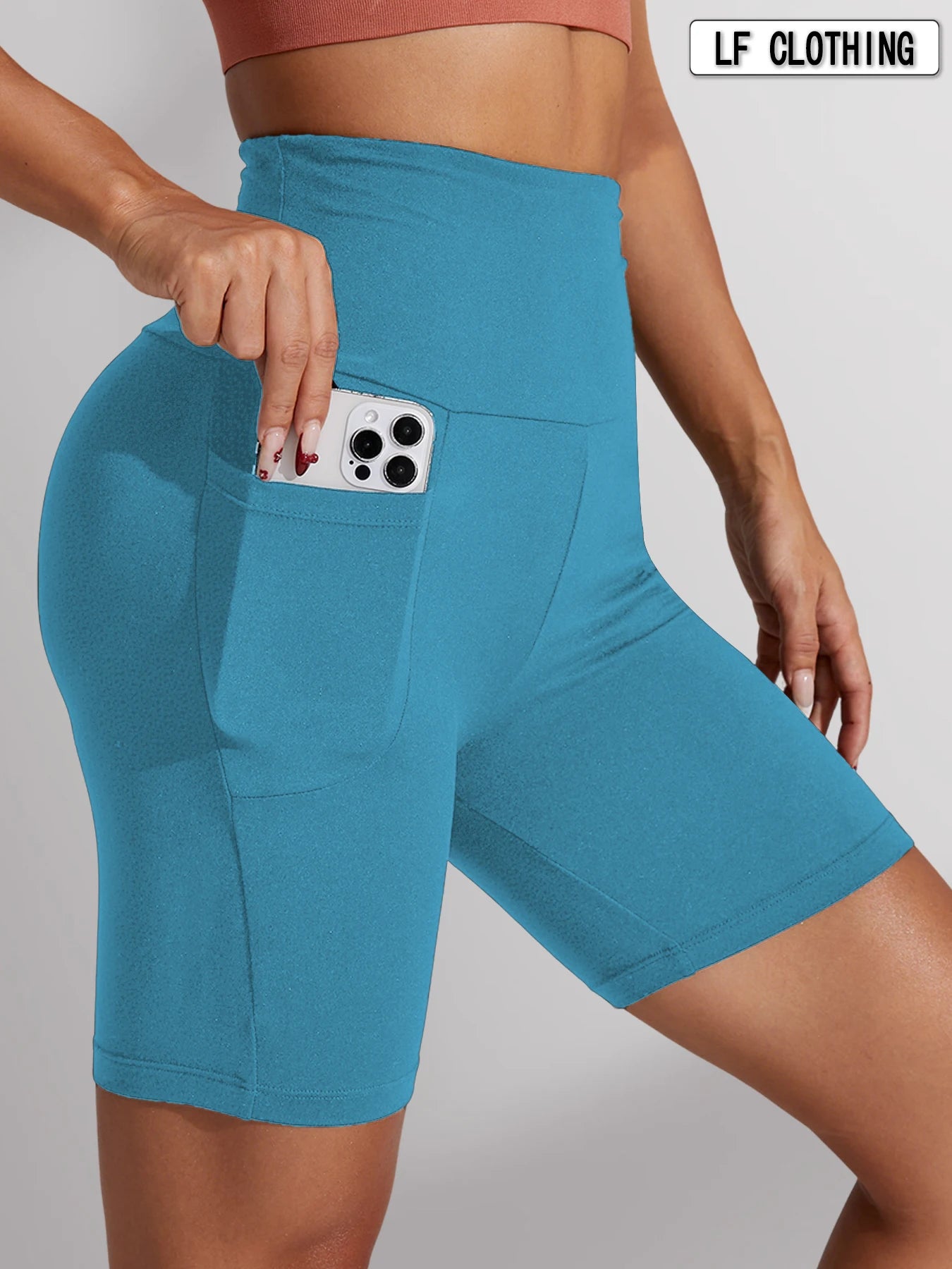 High Waisted Biker Shorts  With Pockets For Women.