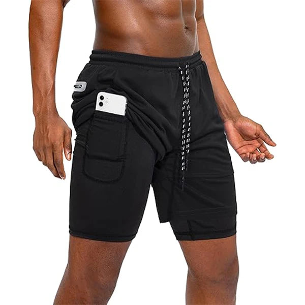 2 In 1 Short Pant Double-deck Training Workout For Men.