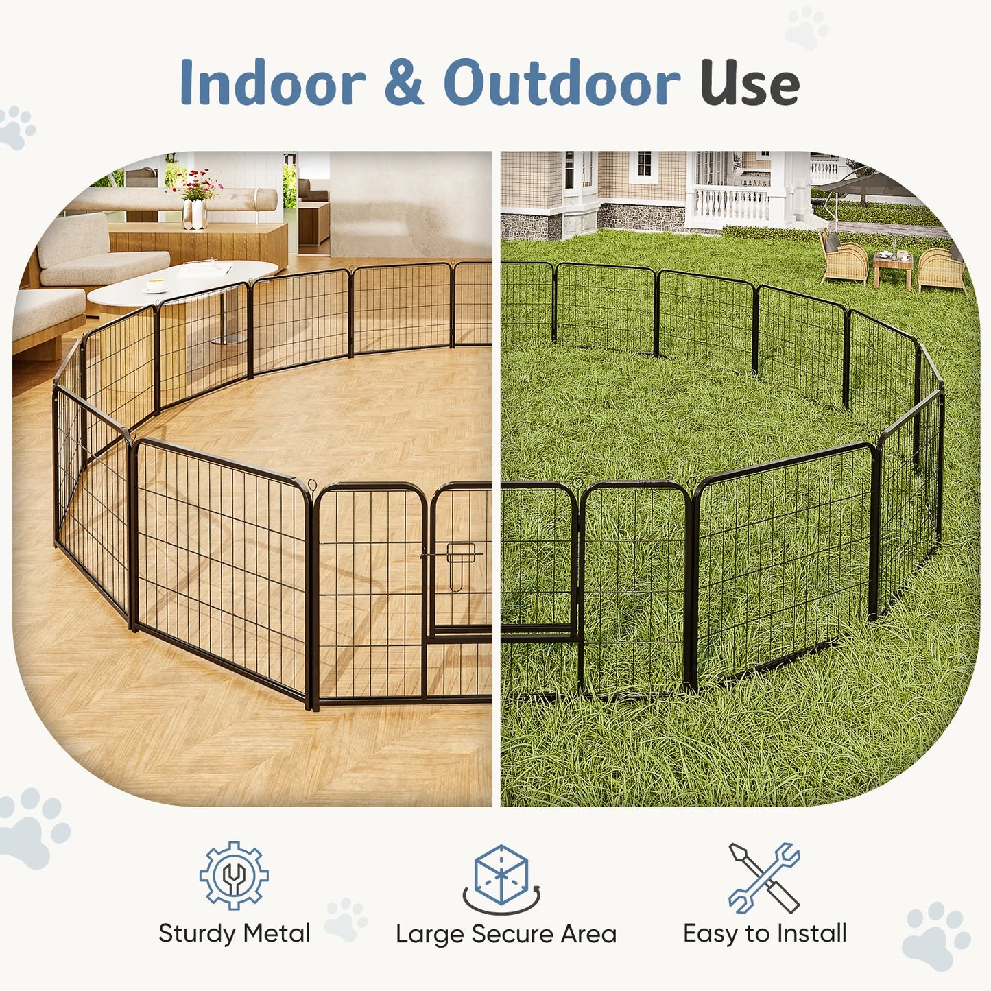 Outdoor JHK 16 Panels Dog Playpen For  Pets.