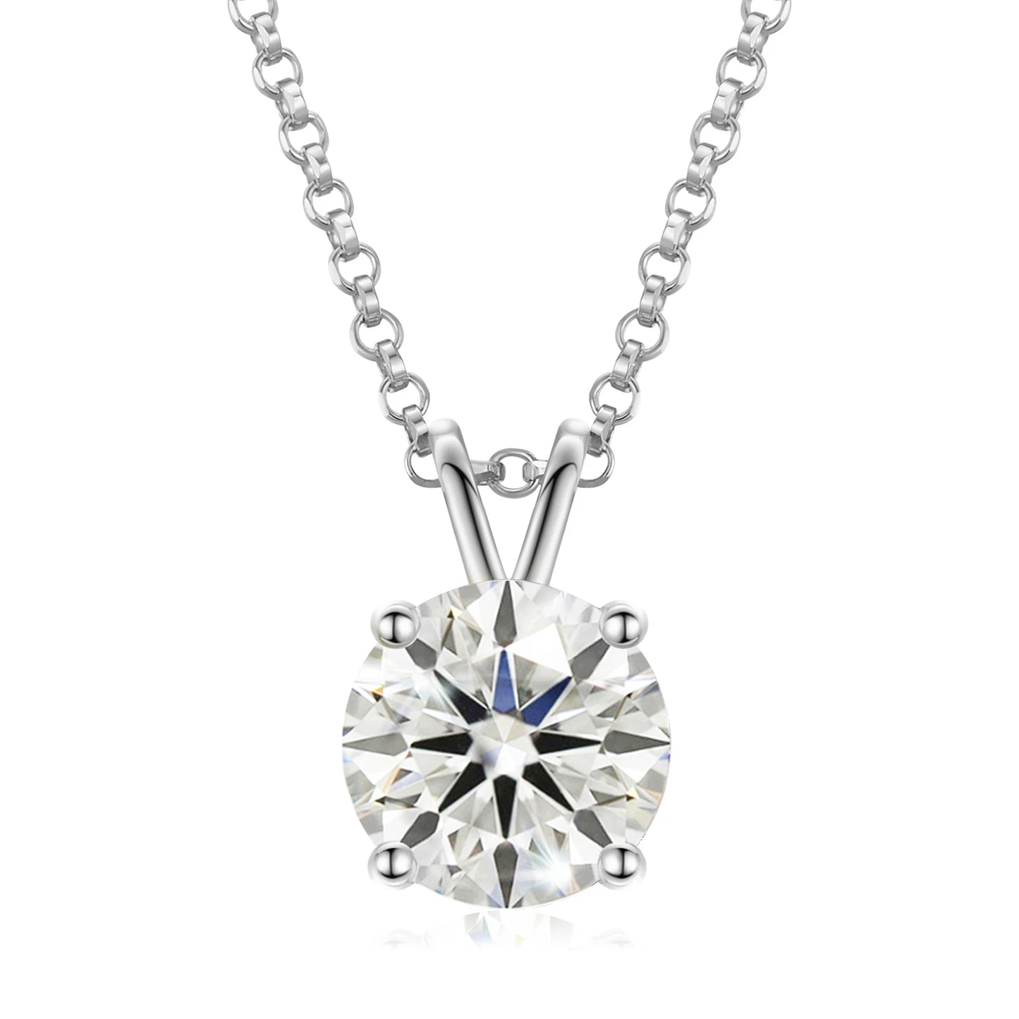 Classic 0.1-4 Carat Real Moissanite Pendant With Necklace.