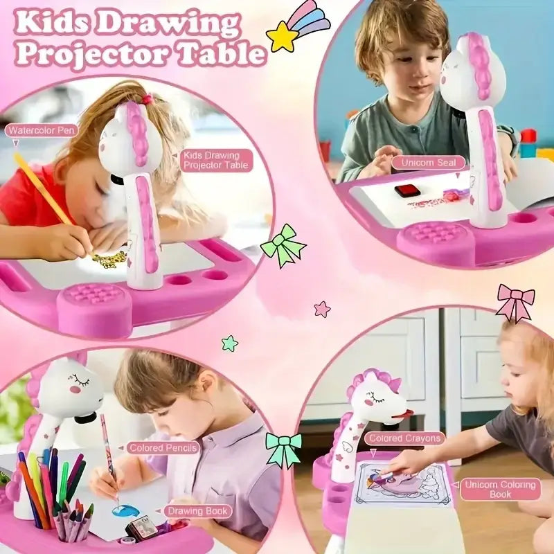 Unicorn projection music drawing board for children over 3 years.