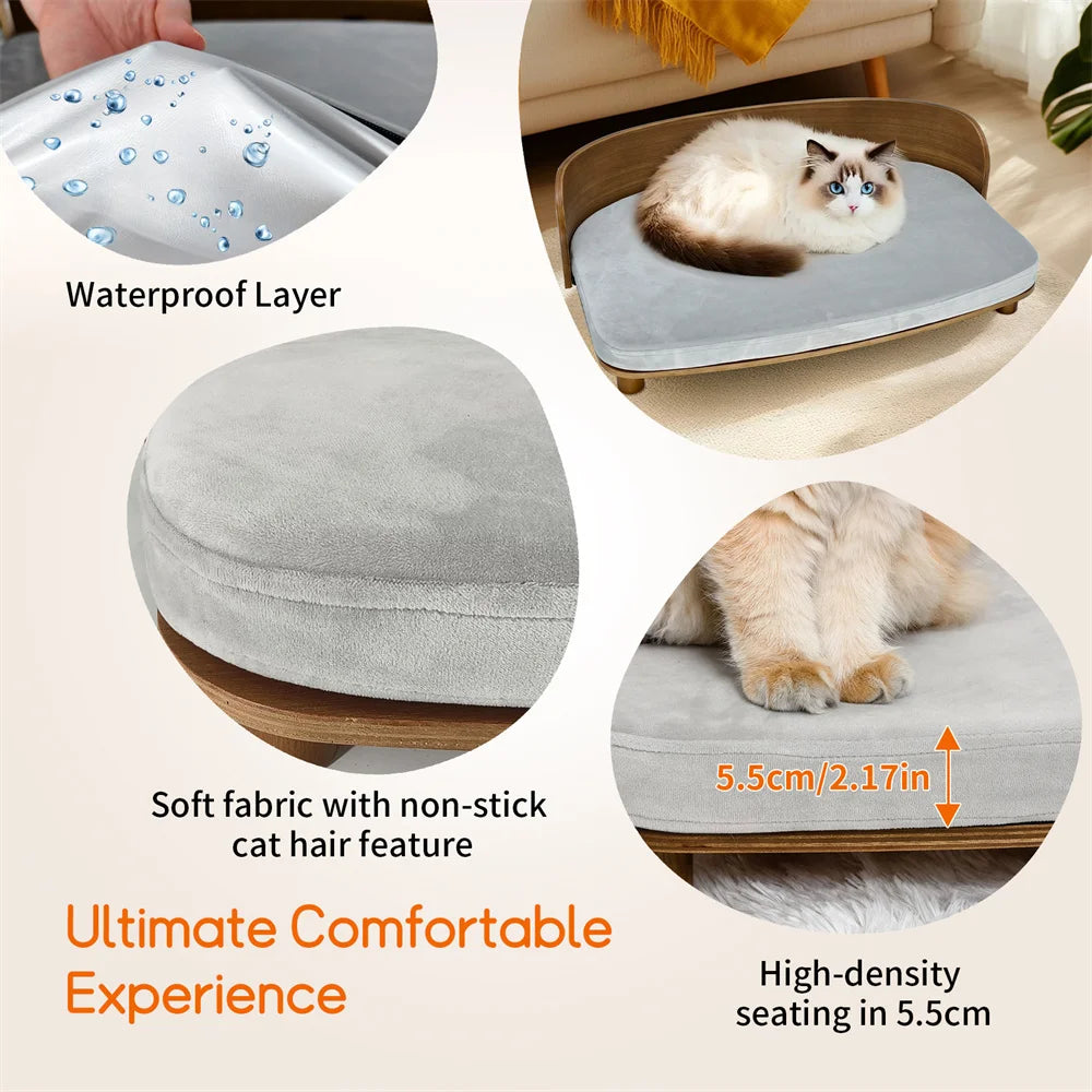 Unique Elevated Wood Sofa with Cushion For Pets.