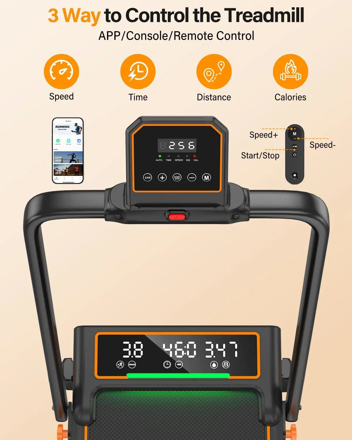 Treadmill Walking Pad with 15% Incline/Handle Bar/2 LED Display & Foldable .