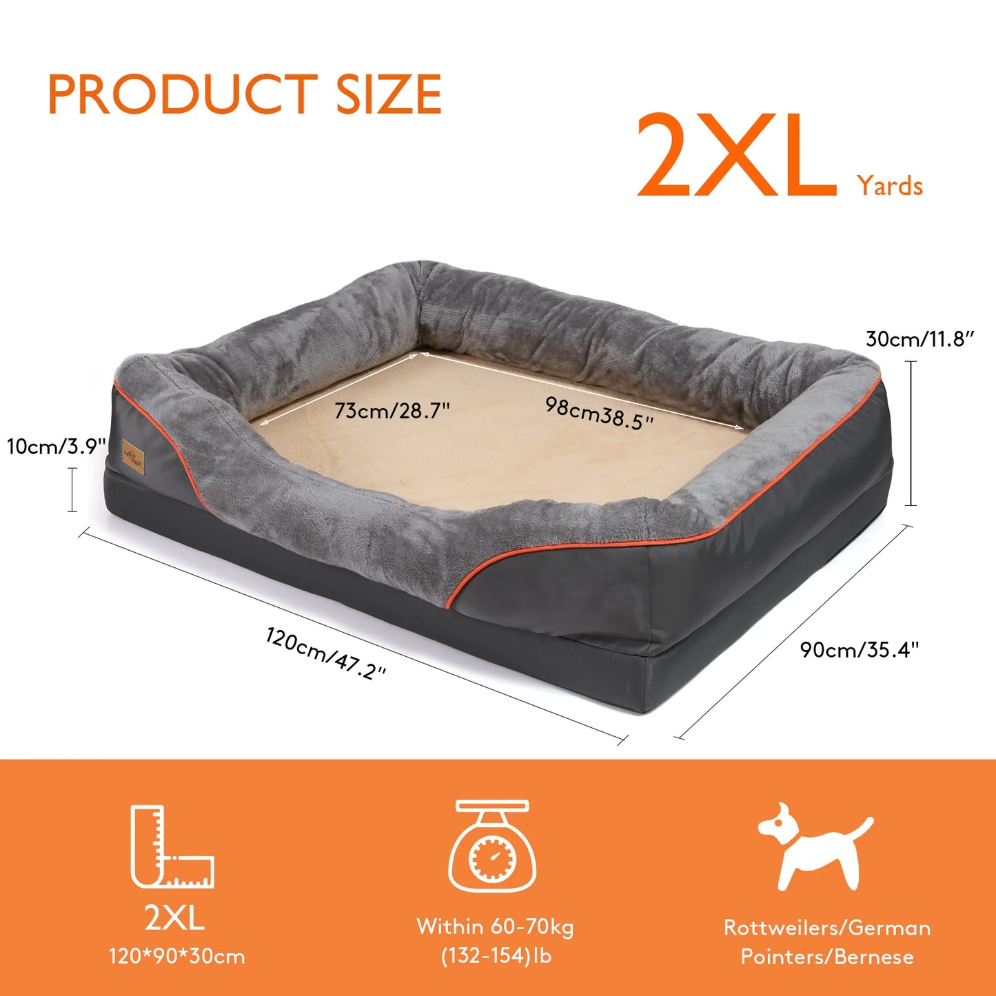 BINGOPAW Soft Removable Washable Cover & Bed  For Large Dogs.