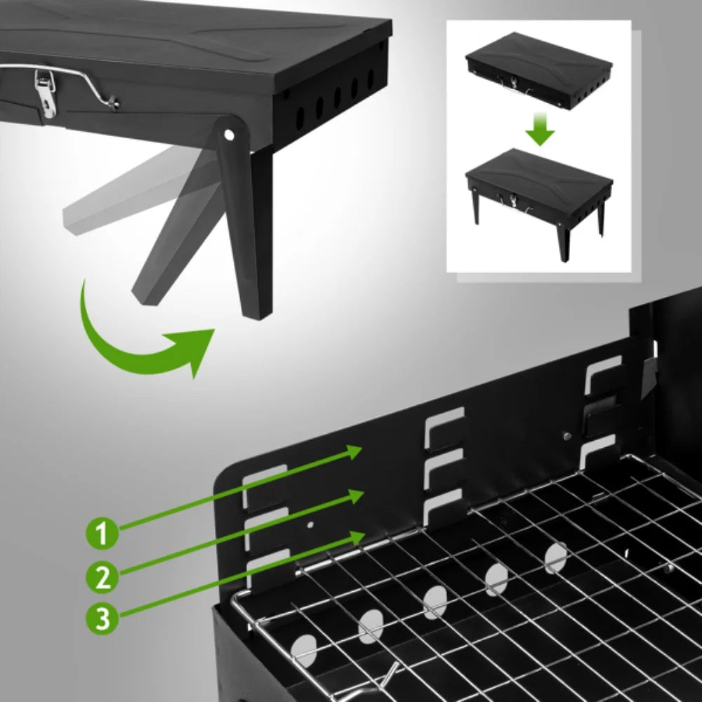 Portable & Foldable Charcoal Grill .