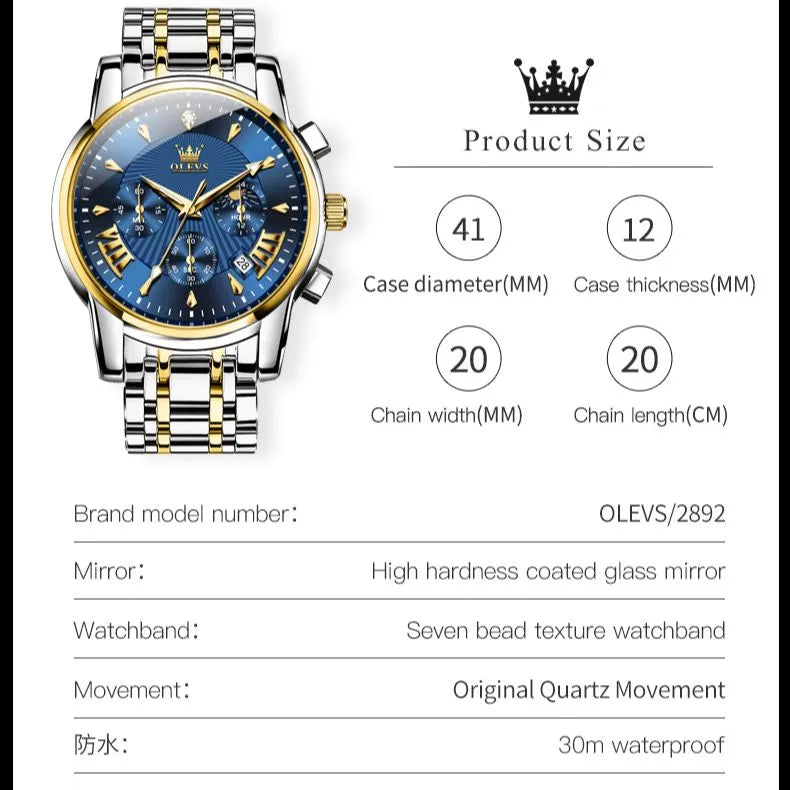 OLEVS luxury brand  quartz watch for Men .