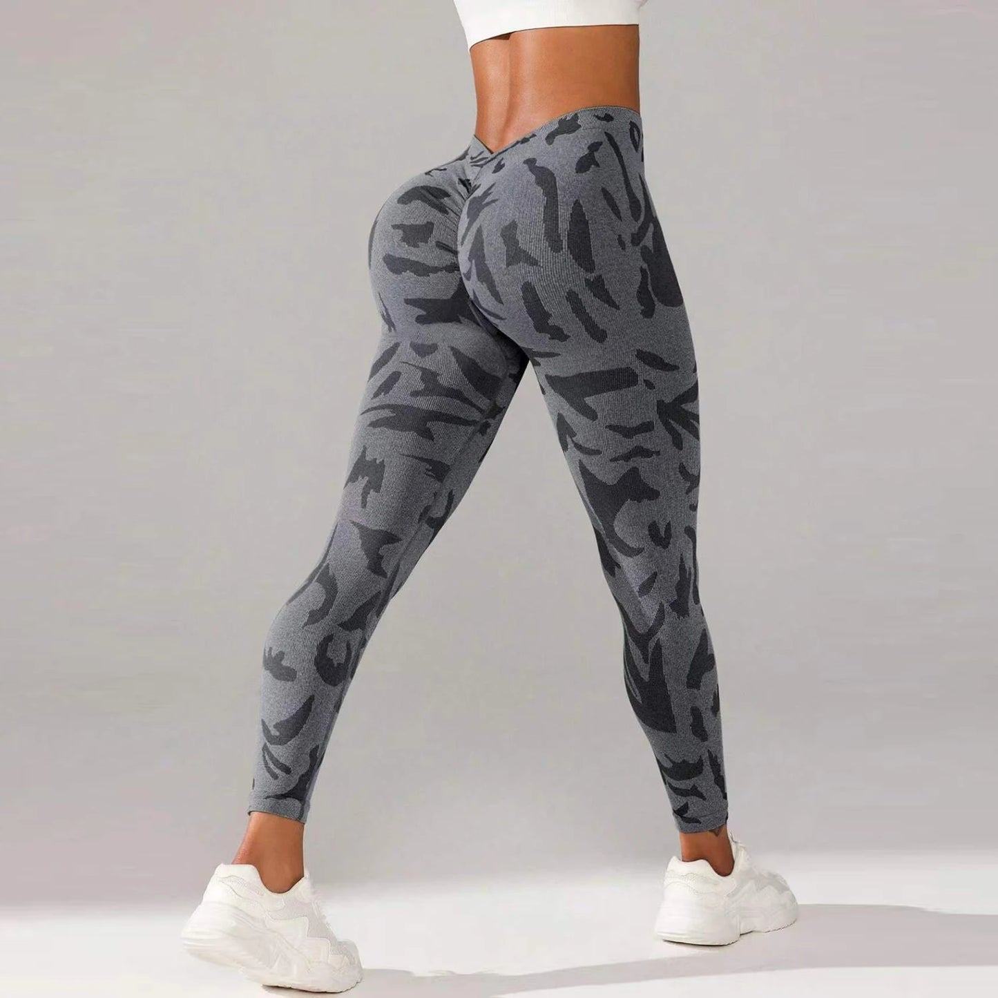 Camouflage V Back Gym Leggings For Women.
