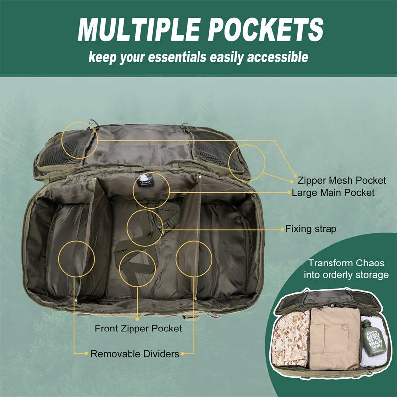 LQARMY 30L 45L 80L Outdoor Mountaineering Duffel Bag.