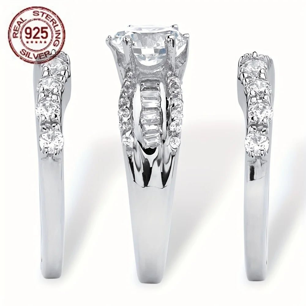 Set of 3 Luxurious Women's Wedding Rings Made Of 925 Silver