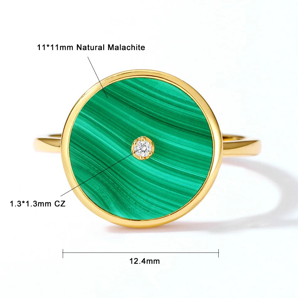 Gold Plated WES 925 Sterling Silver Malachite Jewelry Set for Woman.
