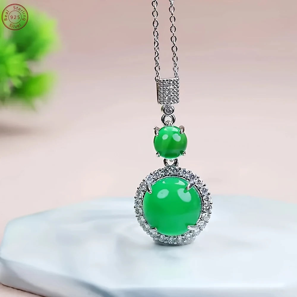 925 Silver Natural Ice Chalcedony Fashion Jewelry Set .