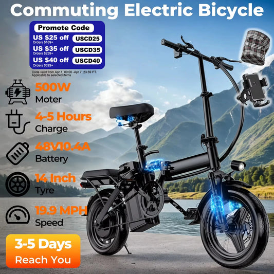 LELEKUAI 500W Adult Electric Bike With Multi-Shock Absorption.