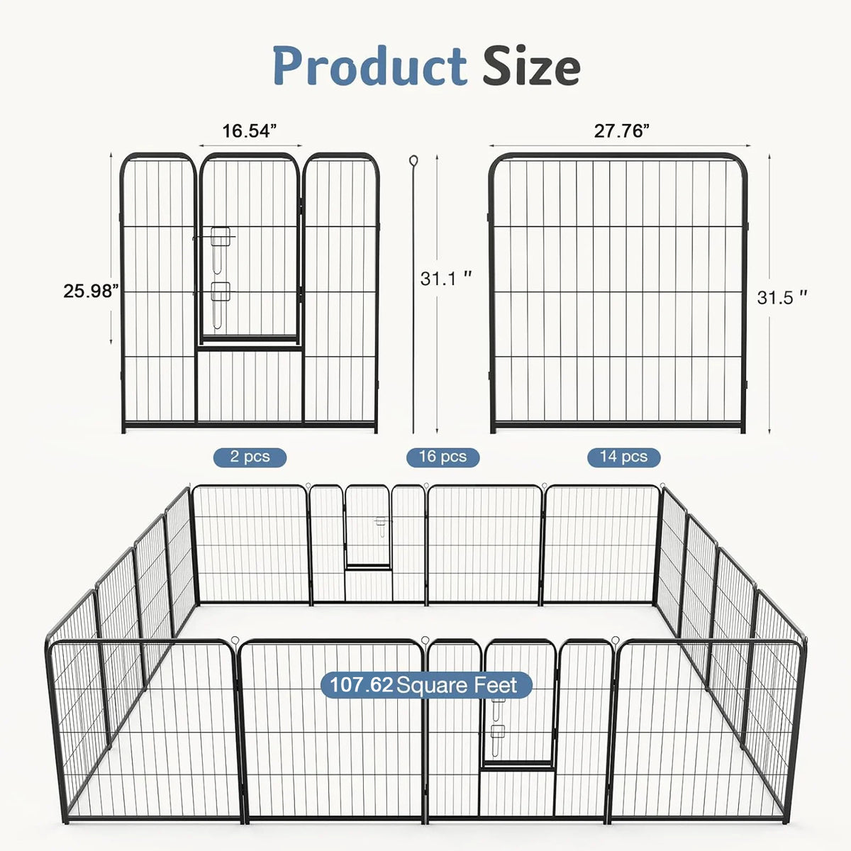 Outdoor JHK 16 Panels Dog Playpen For  Pets.