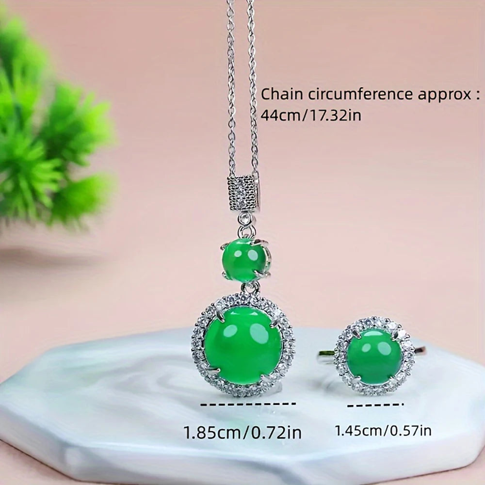 925 Silver Natural Ice Chalcedony Fashion Jewelry Set .